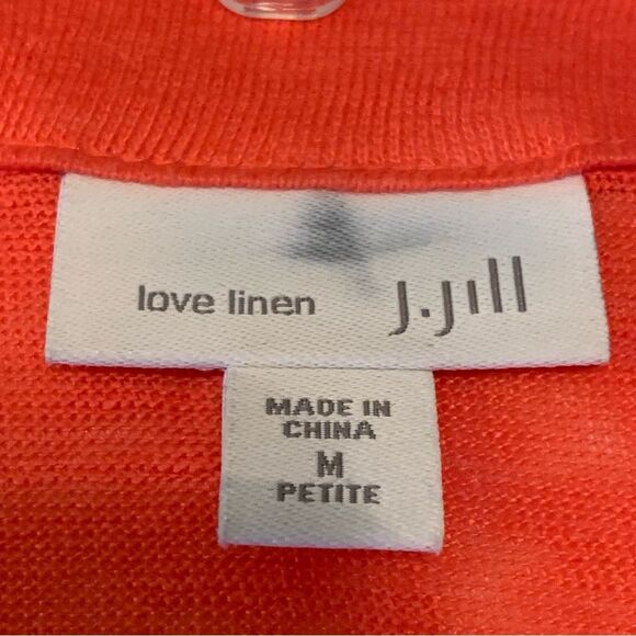 J. JILL LOVE LINEN 100% WOMEN OPEN FRONT KNIT CARDIGAN ORANGE MP. - Picture 7 of 13